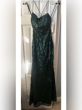 PromGirl Emerald Green Sequin Maxi Dress